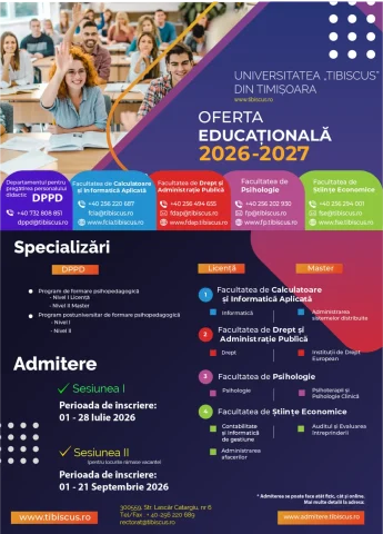 Oferta Educationala 2026-2027 - Admitere 2026